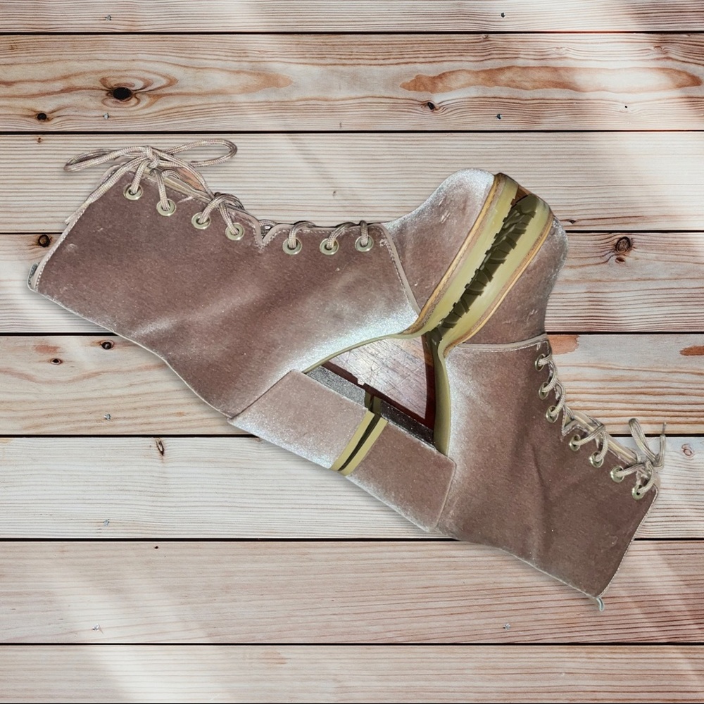 ✅SOLD Stuart Weitzman Velvet Lace Up Booties - Picture 4 of 8